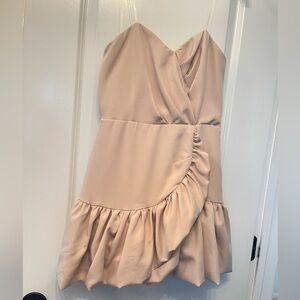 Strapless ruffle mini dress